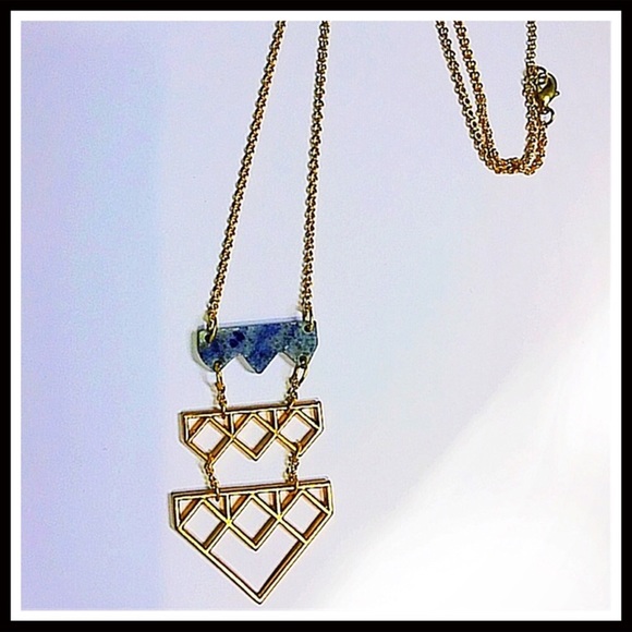 AGATE STONE GOLD PLATED LONG PENDANT NECKLACE A2C - Picture 5 of 8